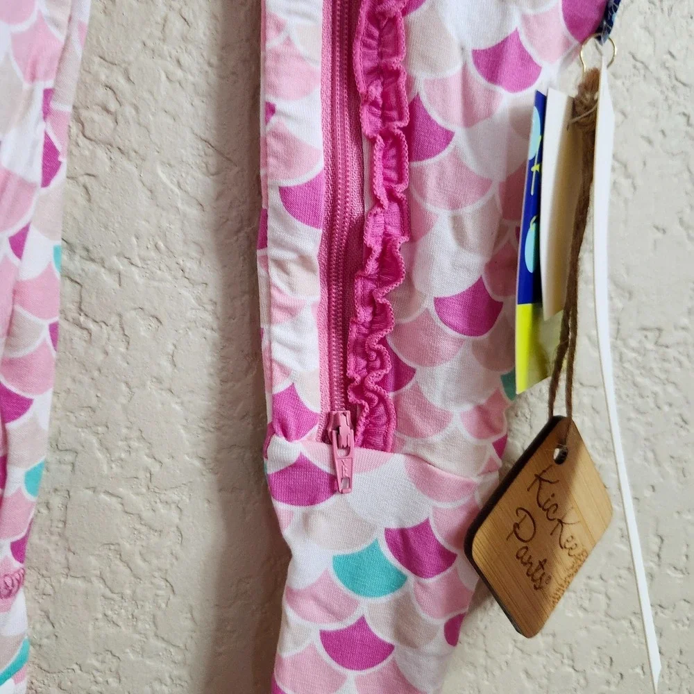 NWT 9-12m‎ KICKEE PANTS Ruffle Butt Bamboo Mermaid Tulip Scales Zippy
